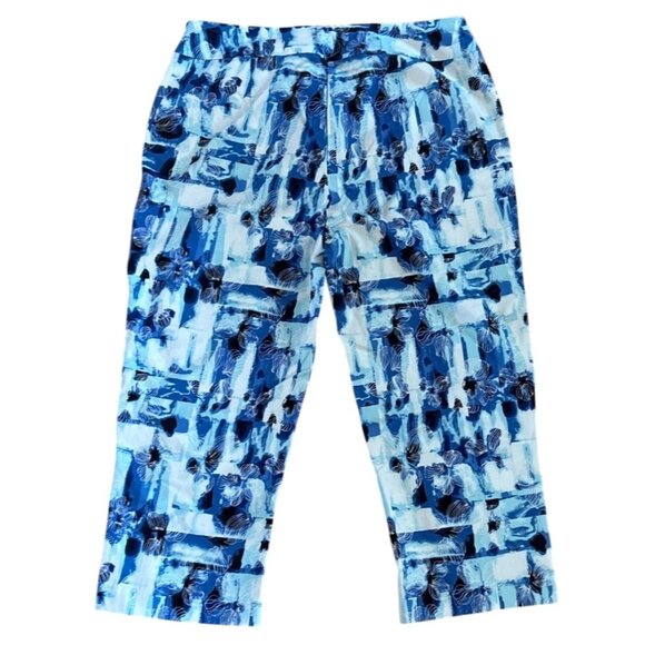 Northern Reflections Capri Pants Tummy Shaper Blue Floral Wm M Beach Resort New - Picture 9 of 11